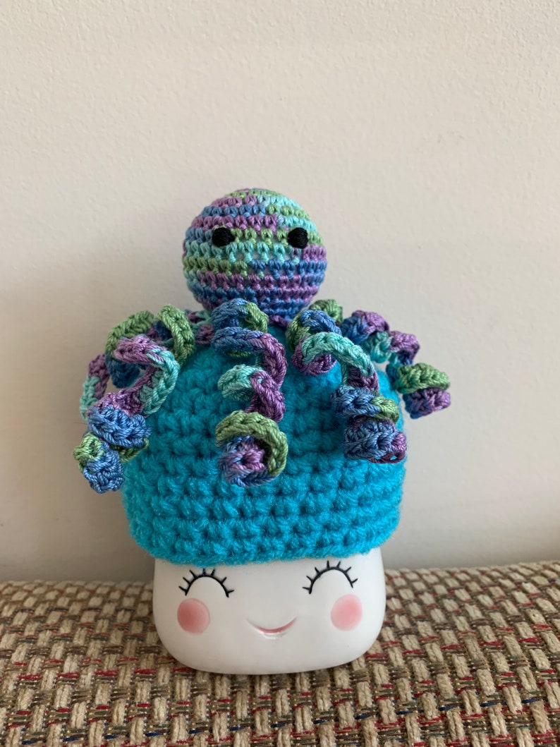 Crochet octopus marshmallow mug hat 