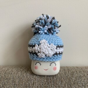 Crochet snowflakes marshmallow mug hat winter decor