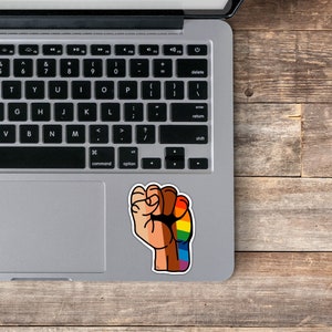 Equality fist, large, glossy, waterproof, equal rights, lgbtq, laptop decal, bumper sticker, vinyl sticker
