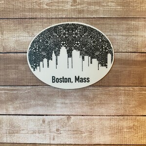 Boston Mass Zentangle Silhouette Matte Aufkleber, Laptop Aufkleber, Aufkleber