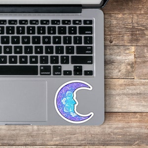 Moon, zentangle, space, water resistant, matte, laptop decal, vinyl sticker