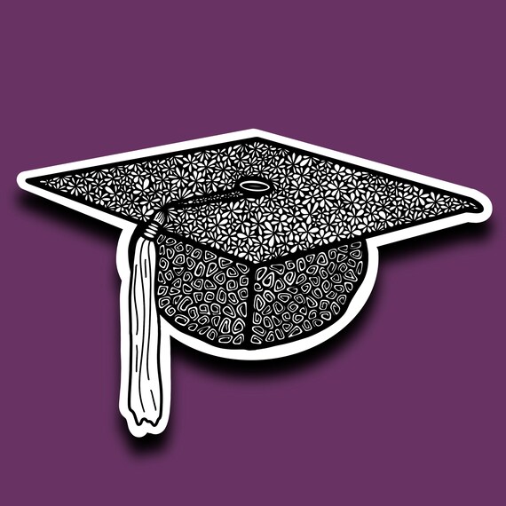Graduation Cap We Did It Zentangle Black and White Matte Etsy