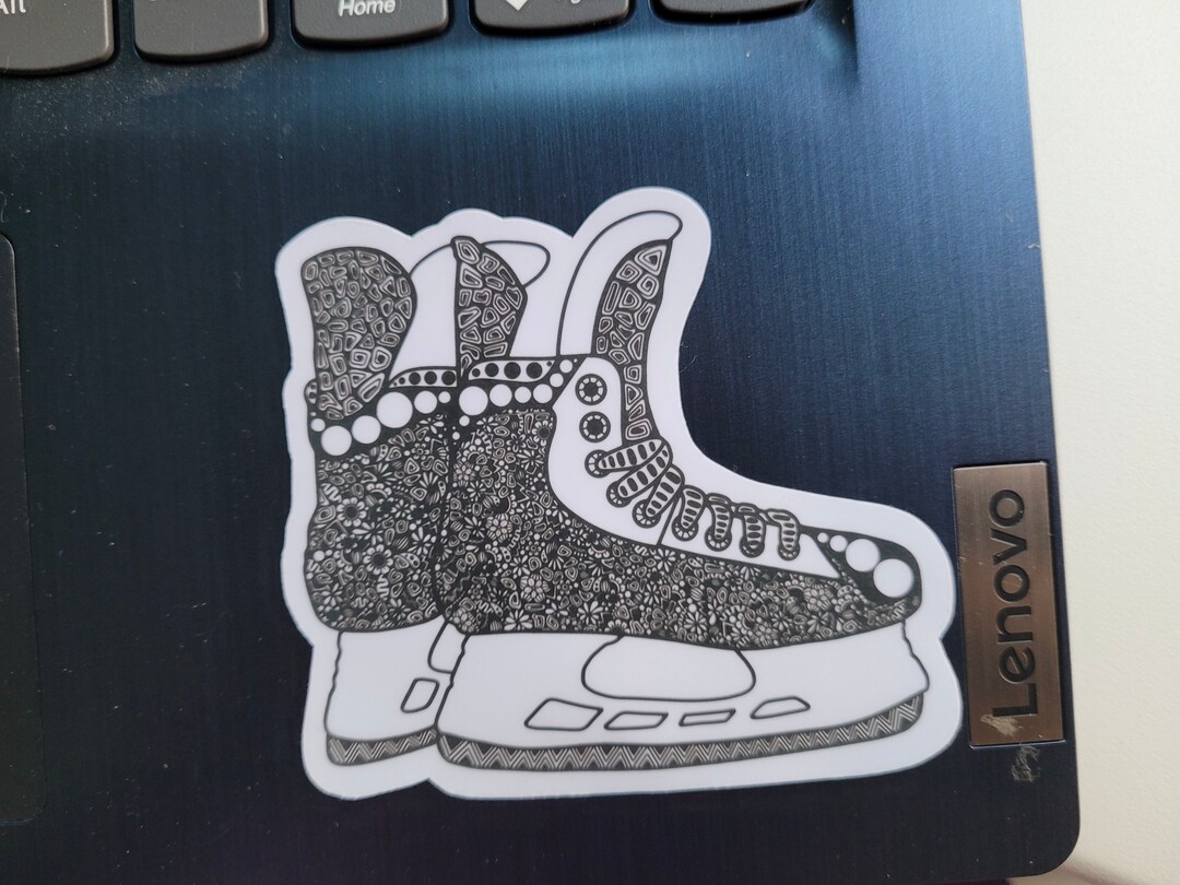 Hockey, Skates, Sports, Zentangle, Ice, Water Resistant, Laptop Decal ...