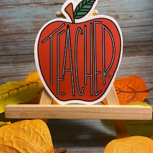 Teacher Apple, teacher appreciation, water resistant, vinyl sticker, Apple sticker