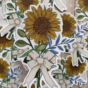 Sunflower bouquet, flower, floral, water resistant, matte, laptop decal, vinyl sticker