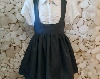blue pinafore dress school