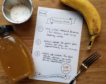 Pelle luminosa / Maschere viso fatte a mano per la cura della pelle, set di ricette per pelle normale e luminosa, set di 7 ricette