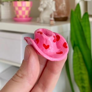 Handgjord cowboyhatt i lera: Mini keramisk prydnads-/rökelsehållare