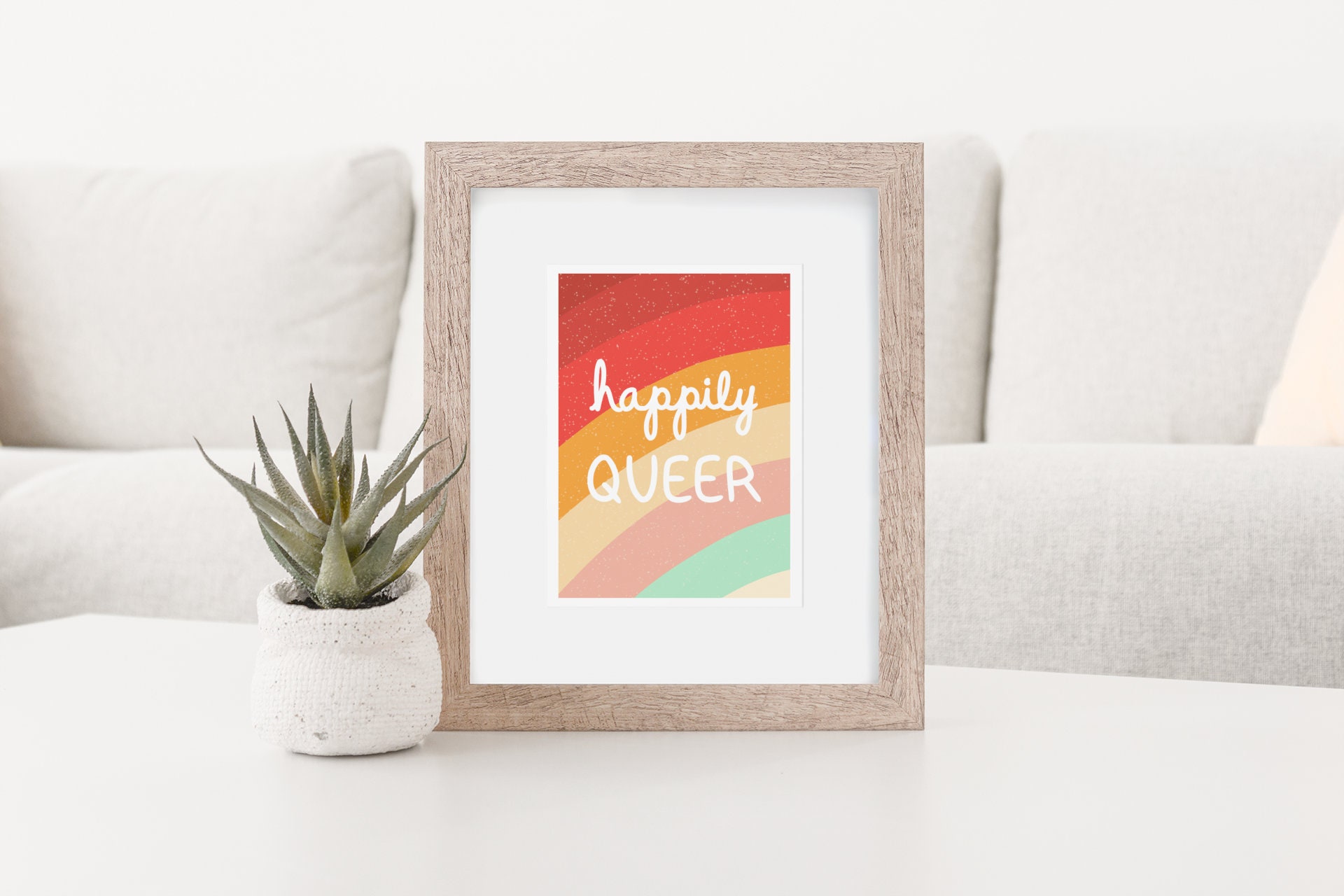 Happily Queer Print LGBTQ Pride Wall Hanging Home Decor | Etsy