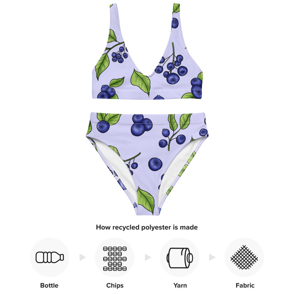 Botanical Blueberry Bikini Set, Sustainable Recycled Material, High Waisted Bathing  Suit, Fruity Swimwear, Purple & Blue Blueberry Bikini - Etsy