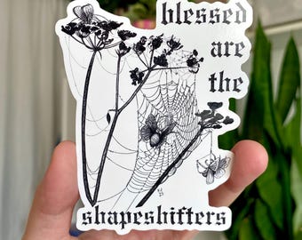 Blessed are the Shapewandlers Vinyl Sticker: LGBTQ Trans Pride Goth Spinne Schmetterling Floral Decal