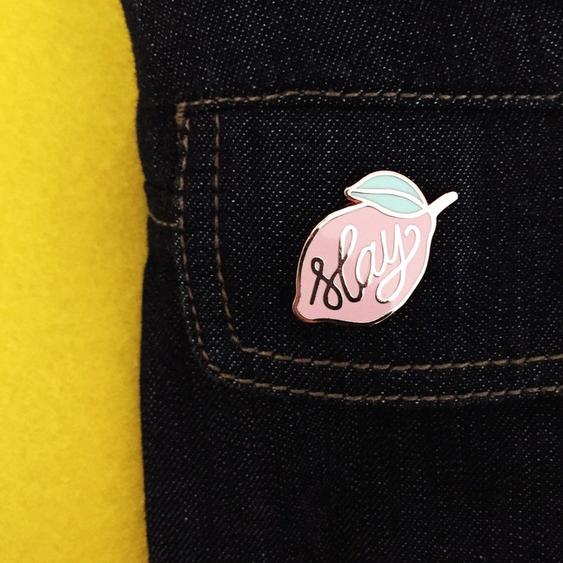 Rose gold Pink lemon Slay Beyonce-inspired hard enamel lapel pin-hat pin-brooch image 7