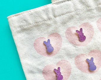 SALE! Purple Easter Spring Bunny rabbit lapel pins (single or set of 2)