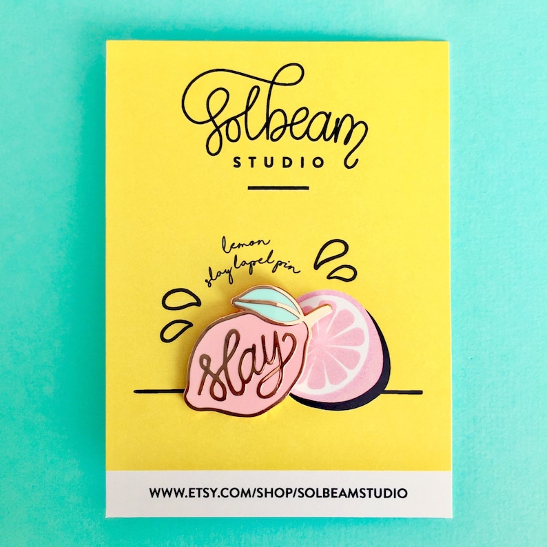 Rose gold Pink lemon Slay Beyonce-inspired hard enamel lapel pin-hat pin-brooch image 2