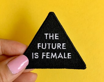 The future is female black triangle embroidered iron-on patch