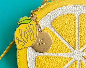 Lemon "slay" enamel keyring or ornament