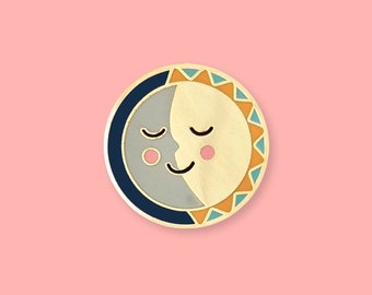 Solmates Sun and Moon enamel lapel pin-brooch