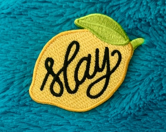 Lemon "Slay" Beyonce-inspired embroidered iron-on patch