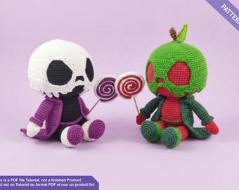 Poisoned apple crochet pattern PDF English/ French - Gothic doll plushie crochet pattern - Halloween amigurumi