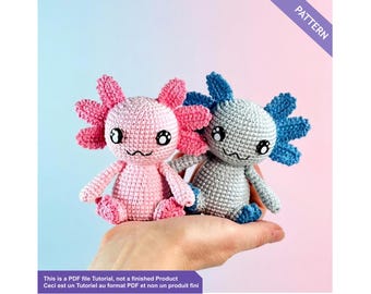 Axolotl crochet pattern - PDF English /French - amigurumi beginner friendly