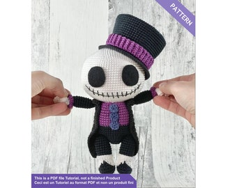 Skeleton crochet pattern, Halloween crochet pattern amigurumi, jack skellington Crochet pattern, Instant download PDF Files EN - FR