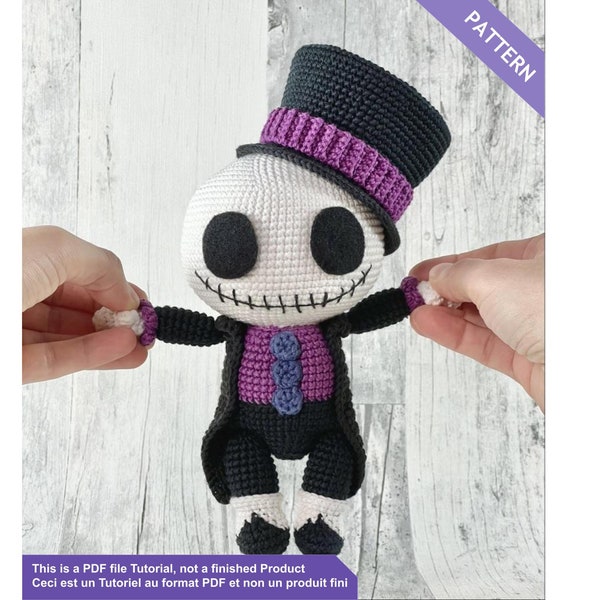 Patrón de crochet esqueleto, patrón de crochet de Halloween, patrón de crochet jack skellington, Descarga instantánea de archivos PDF EN - FR