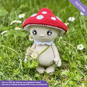 Crochet pattern mushroom, amigurumi pattern, PDF Files English and French