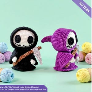 Grim reaper crochet pattern PDF english/ french - Gothic plushie crochet pattern - Quick amigurumi for beginners