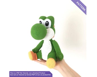 Yoshi crochet pattern, PDF Files EN - FR, amigurumi crochet pattern