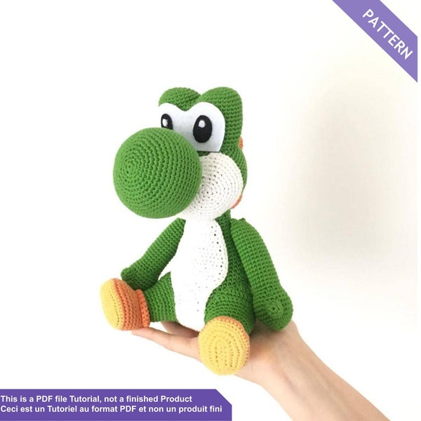 Yoshi crochet pattern, PDF Files EN - FR, amigurumi crochet pattern