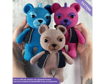 Teddy bear Punk, Crochet pattern, PDF Files EN - FR