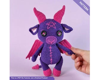 Baphomet crochet pattern PDF English/ French - Gothic amigurumi