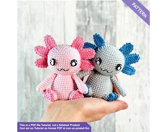 Axolotl crochet pattern, amigurumi crochet pattern, PDF Files EN - FR instand download