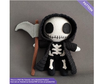 Grim reaper crochet pattern, Halloween crochet pattern, PDF Files EN - FR
