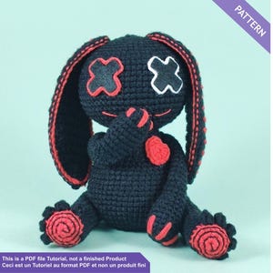 Tutorial de ganchillo de conejito vudú - PDF francés/inglés - Amigurumi de Halloween