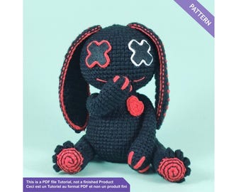 Voodoo bunny crochet pattern PDF English / French - Halloween tutorial amigurumi