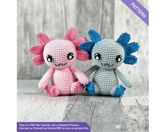 Axolotl crochet pattern, amigurumi crochet pattern, PDF Files EN - FR instand download