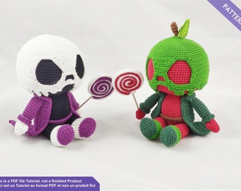 Poisoned apple crochet pattern, Halloween crochet pattern, Instant download PDF Files EN - FR