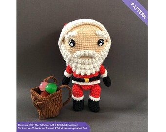 Santa Claus crochet pattern, Christmas crochet pattern, PDF Files EN - FR