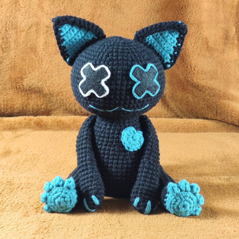 Creepy cat and creepy bunny, Voodoo cat crochet pattern, Voodoo doll, Deadly cat, Halloween crochet pattern, PDF Files EN FR image 2