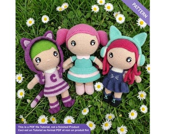 Crochet pattern kawaii doll PDF