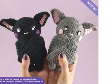 Bat crochet pattern PDF English / french - Gothic plushie crochet pattern - Amigurumi beginner friendly