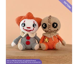 Spooky icons crochet pattern PDF English / French - Horror movie inspired plushies - Gothic plushie crochet pattern