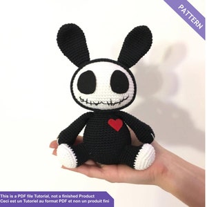 Crochet pattern voodoo bunny, Jack skellington crochet pattern, Halloween, Crochet pattern, PDF Files English and French