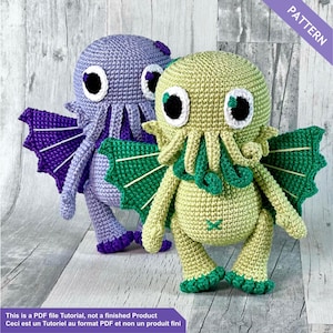 Crochet pattern Cthulhu, Lovecraft crochet, PDF Files English and French