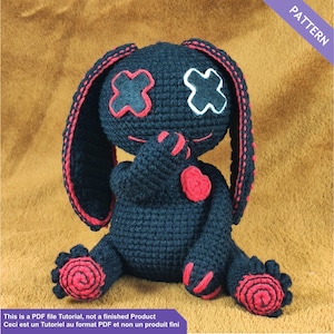 Crochet pattern voodoo bunny, creepy bunny crochet, Voodoo doll, zombi bunny, Halloween crochet pattern, PDF Files English and French