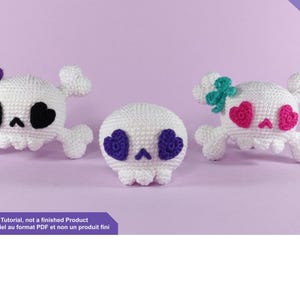 Handledning för virkad dödskalle - PDF franska/engelska - Halloween amigurumi - Gotiskt virkmönster