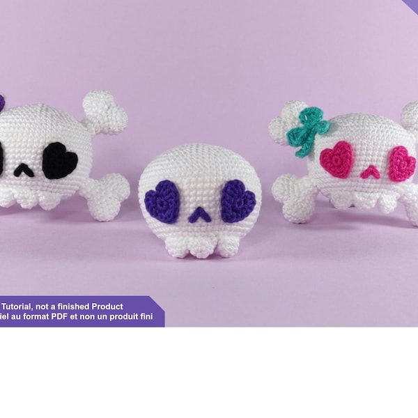 Samouczek robienia na szydełku czaszki - PDF po francusku / angielsku - Halloween amigurumi