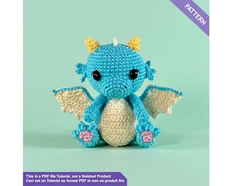 Baby dragon crochet pattern - PDF English / French - amigurumi