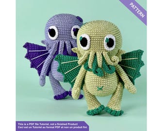 Cthulhu crochet pattern - Lovecraft crochet - PDF Files English and French